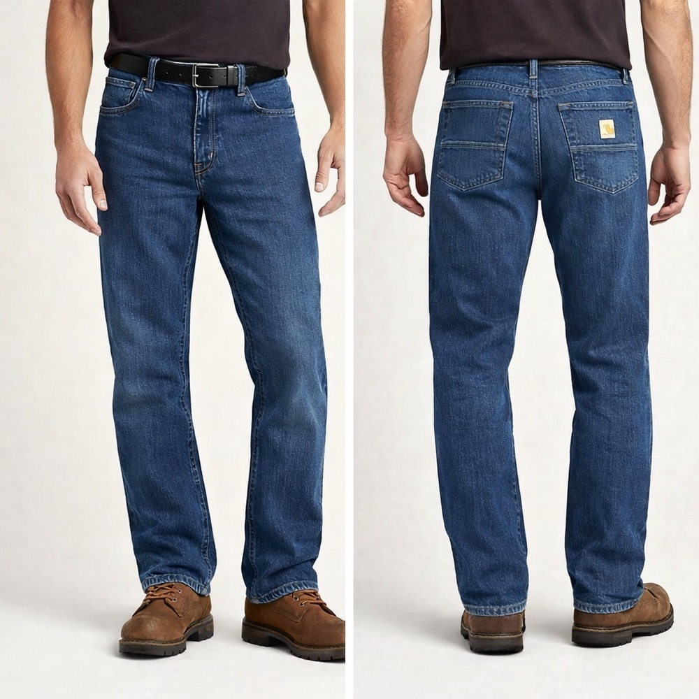 Carhartt Straight Fit Jeans Mens 32x32 Blue Denim Workwear Classic 5 Pocket - Picture 1 of 5